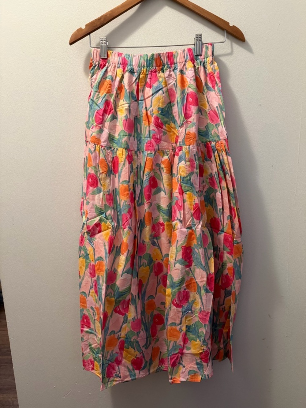 Floral Tiered Maxi Skirt - Pink Multi